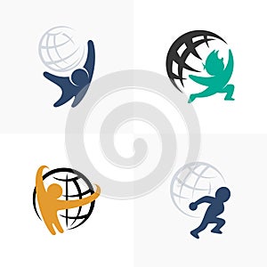 Globe and arrow design combination, Atlas icon simple, community