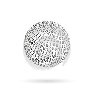 Globe of binary code. Abstract technology ball. Vector design photo