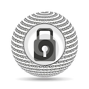 Globe binary concept padlock security