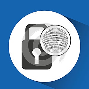 Globe binary concept padlock security
