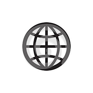 Globe - black icon on white background vector illustration. Earth planet concept sign. Abstract world symbol. Graphic design