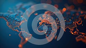 Globe with a blue background and orange dots on it