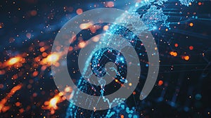 Globe with a blue and orange background