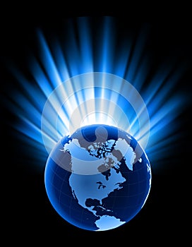 Globe on Blue Spectrum Background