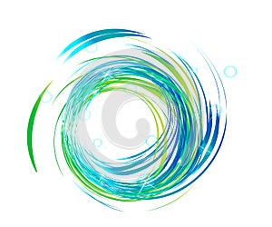 Globe blue spiral abstract waves icon
