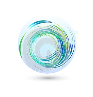 Globe blue spiral abstract waves icon photo