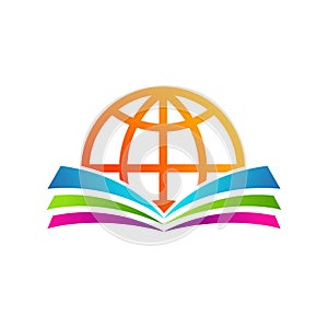 Globe book logo icon.