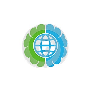 Globe Brain Logo Icon Design