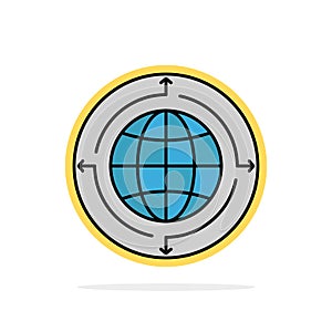 Globe, Business, Communication, Connection, Global, World Abstract Circle Background Flat color Icon