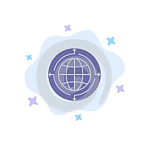 Globe, Business, Communication, Connection, Global, World Blue Icon on Abstract Cloud Background
