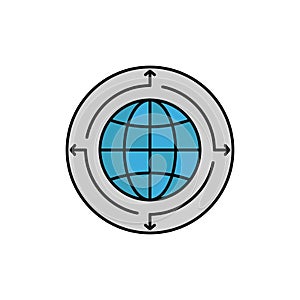 Globe, Business, Communication, Connection, Global, World  Flat Color Icon. Vector icon banner Template