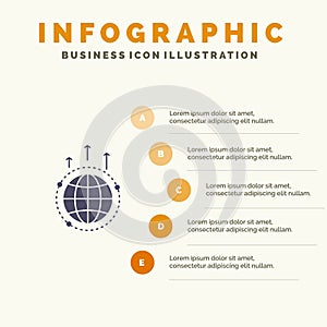 Globe, Business, Communication, Connection, Global, World Solid Icon Infographics 5 Steps Presentation Background