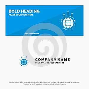 Globe, Business, Communication, Connection, Global, World SOlid Icon Website Banner and Business Logo Template