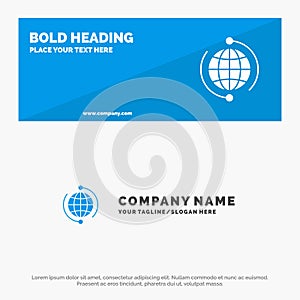 Globe, Business, Connect, Connection, Global, Internet, World SOlid Icon Website Banner and Business Logo Template