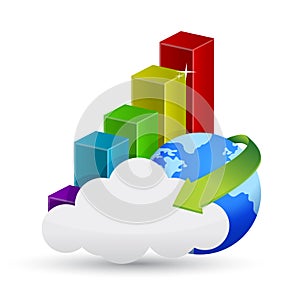 Globe, business graph and cloud computing
