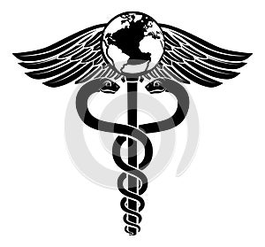 Globe Caduceus Medical Symbol
