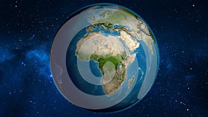 Globe centered on Cameroun. Satellite map