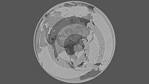Globe centered on China. Bilevel map