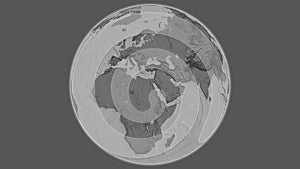 Globe centered on Egypt. Bilevel map