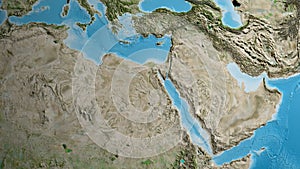 Globe centered on Egypt neighborhood. Satellite map