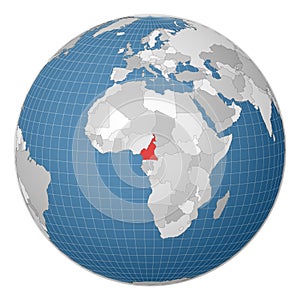 Globe centered to Cameroon.