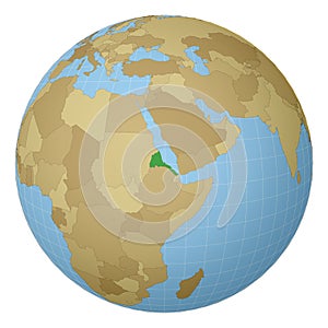 Globe centered to Eritrea. photo