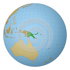Globe centered to Papua New Guinea.