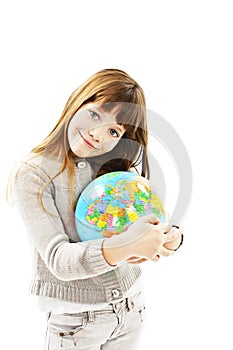 Globe on child hands