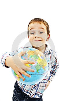 Globe on child hands