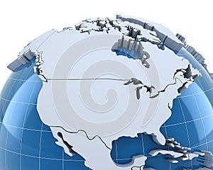 Globe, close-up on USA and Canada photo