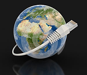 Globe and Computer Cable (clipping path included)