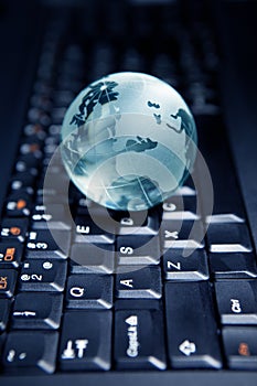 Globe on the computer keyboard
