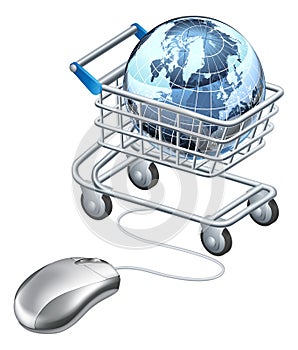 Globe computer mouse shopping cart