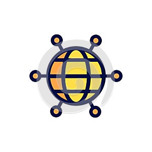 Globe connected circuit icon from technology outline collection. Thin line globe connected circuit icon isolated on