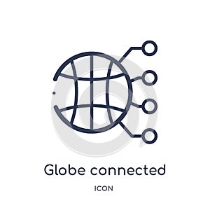 globe connected circuit icon from technology outline collection. Thin line globe connected circuit icon isolated on white