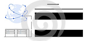 Global Network Connection with Data Servers Representing Digital Communication Infrastructure
