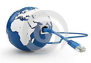 Globe connected to the internet with ethernet cable