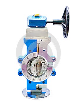 Globe control valve with pneumatic actuator isolated white