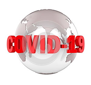 Globe with `COVID-19` text Isolated