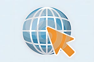 Globe with Cursor Icon: Symbolizing Internet Access and Global Connectivity