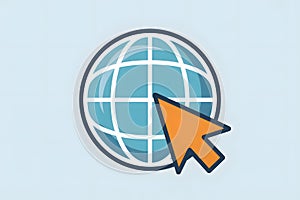 Globe with Cursor Icon - Symbolizing Internet Access and Global Connectivity