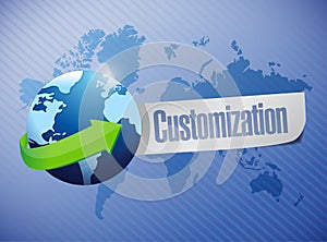 Globe with a customization message illustration photo