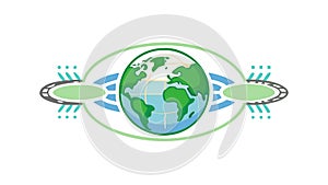 Globe with Digital Network Global Communication Tech, vector design Generative AI