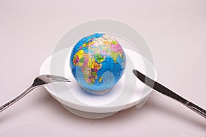 a globe in dish