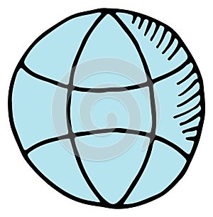 Globe doodle. Earth color sign. Global symbol