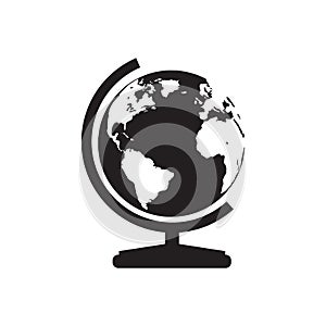 Globe earth black icon. World map, sphere, planet symbol