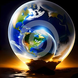 The globe of Earth in a bulb concept