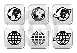 Globe earth buttons set