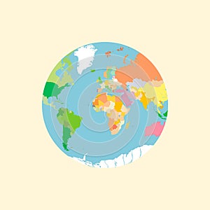 globe earth continent africa and europe isolated white background, flat style