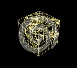 Globe Earth cubic light map outline photo